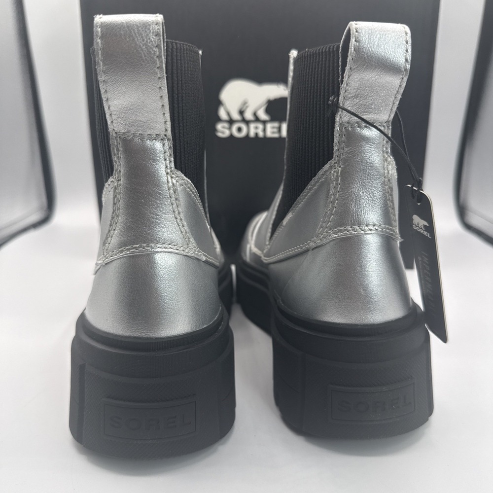 Sorel CARIBOU X Waterproof Platform Chelsea Ankle Silver Boot Size 8 Women NEW - Picture 4 of 7